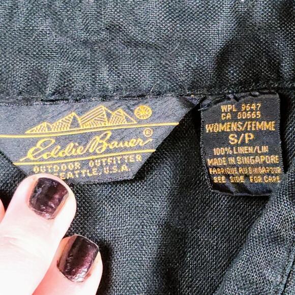 LINEN EDDIE BAUER BLOUSE DARK ACADEMIA WHIMSYGOTH PREPPY GOTH SUMMER WITCHY - Picture 3 of 3